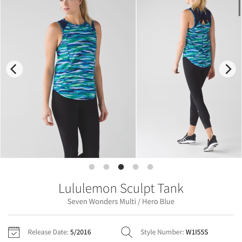 Lululemon Sculpt Tank Seven Wonders sz 8
